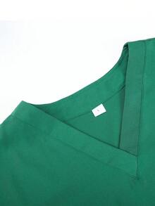 Men's Medical Uniform Set, V-Neck Nursing Scrubs For Hospital, Dental Clinic, Laboratory - Dark Green - View 3