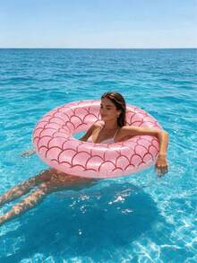 1 pieza Aro de natación inflable para adultos, diseño con patrón de sirena y pez, decoración con lentejuelas, material de PVC duradero, tamaño extra grande para adultos, apto para piscina, playa, agua, arena, fiesta familiar, dispositivo flotante inflable, balsa de piscina, asiento de descanso inflable, aro de natación. Se necesita comprar una bomba de inflado por separado. - Sirena con lentejuelas - Ver 6