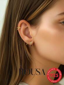 Bộ 3 bông tai hình chữ X hai lớp bằng bạc sterling 925, món quà trang sức thanh lịch dành cho phụ nữ. - Hình chữ X hai lớp - Xem 1