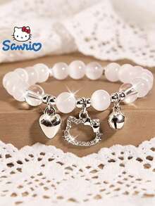SANRIO Vòng tay co giãn đính hạt phong cách Y2K Hello Kitty với mặt dây chuyền hình trái tim, vòng tay hoạt hình dễ thương, phụ kiện sinh nhật và ngày lễ. - Nhiều màu - Xem 5