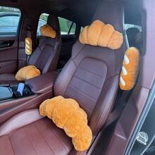 1pc Plush Bread-Shaped Car Neck Pillow & Lumbar Support, Soft Plush Car Decor, Enhances In-Car Comfort - Multiple Styles - View 1