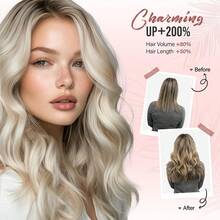 4 piezas de extensiones de cabello invisibles con clip de 14 pulgadas, onduladas y cortas, piezas de cabello natural y suave para mujeres - Multicolor - Ver 2