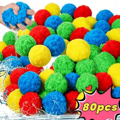 20\40\60\100 Reusable Sponge Water Balls, Soft Splash Balls, Suitable For Children As Outdoor Pool Water Toys, Perfect For Summer Water Fights And Outdoor Beach Games, Suitable For Party Play