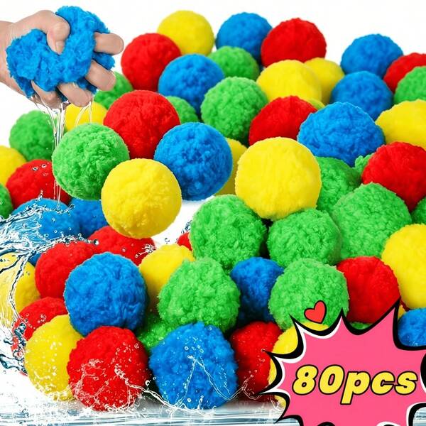 20\40\60\100 Reusable Sponge Water Balls, Soft Splash Balls, Suitable For Children As Outdoor Pool Water Toys, Perfect For Summer Water Fights And Outdoor Beach Games, Suitable For Party Play
