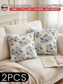 1/2/4pcs Blue Floral Pattern Throw Pillow Covers, Soft Decorative Cushion Covers, Bedding, Single-Sided Printed Design With Zipper, Suitable For Sofa, Bed, Bedroom, Living Room Home Decor, Breathable & Skin-Friendly, Comfortable Textiles, OEKO-TEX Certified - Multicolor - View 18
