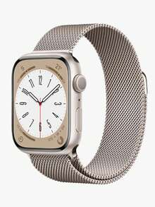 1条金属米兰尼斯表带，适用于 38mm、40mm、41mm、42mm、44mm、45mm、46mm、49mm，男女通用，不锈钢网状磁吸可调节表带，兼容 Ultra、Series 10、9、8、7、6、5、4、3、2、1、SE - 杏色 - 查看 2