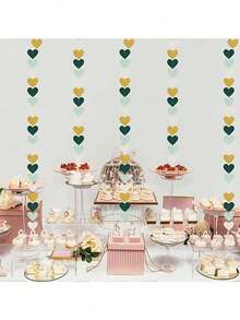 18pcs/Set 4-Color Heart Shaped Hanging Banners, Green Heart Garland, Wedding Backdrop Decor Flags, Heart Glitter Wreath Accessories, Suitable For Holidays, Weddings, Party Venue Decoration - Multiple Styles - View 4