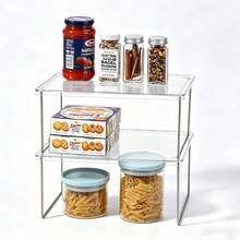 Pantry Organizer, Cabinet Storage Shelf Rack, Stackable Kitchen Cabinet, Foldable Countertop Shelf Organizer, 2 Pack - one-size - View 3