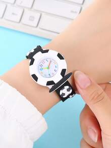 New Arrival Hot Selling Cartoon Children's Watch, Silicone Cartoon Football 3D Student Cute Quartz Children's Watch - Black - View 5