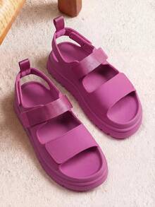 Women Platform Wedges Sandals Chunky Open Toe Comfortable Walking Casual Fashion Flat Sandals With Adjustable Hook Loop Straps Outdoor Shoes - Màu Hồng Tươi - Xem 1