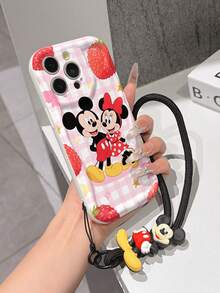 This Disney Mickey Mouse Lanyard Phone Case Is Fully Covered In TPU Material. It's Shockproof, Lightweight, And Compatible With IPhone17/16/11/13/15/15 Plus/15 Pro/15 Pro Max/12/14 Pro Max/11 Pro Max/12 Pro/12 Pro Max/13. This Phone Case Makes A Popular Birthday Gift Or Business Gift; It's Durable, Stain- And Fingerprint Resistant, And Suitable For Both Men And Women. The Set Also Includes A Mickey Mouse Phone Case And A Mickey Mouse Plush Bracelet. It's A Perfect Gift For Friends And Family. This Stylish Phone Case Is Fun, Lightweight, And Durable. IPhone17 Pro Max Phone Case, Minnie Mouse Phone Case. - trắng - Xem 2