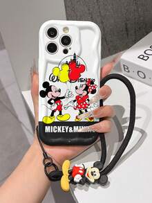 This Disney Mickey Mouse Lanyard Phone Case Is Fully Covered In TPU Material. It's Shockproof, Lightweight, And Compatible With IPhone17/16/11/13/15/15 Plus/15 Pro/15 Pro Max/12/14 Pro Max/11 Pro Max/12 Pro/12 Pro Max/13. This Phone Case Makes A Popular Birthday Gift Or Business Gift; It's Durable, Stain- And Fingerprint Resistant, And Suitable For Both Men And Women. The Set Also Includes A Mickey Mouse Phone Case And A Mickey Mouse Plush Bracelet. It's A Perfect Gift For Friends And Family. This Stylish Phone Case Is Fun, Lightweight, And Durable. IPhone17 Pro Max Phone Case, Minnie Mouse Phone Case. - trắng - Xem 2
