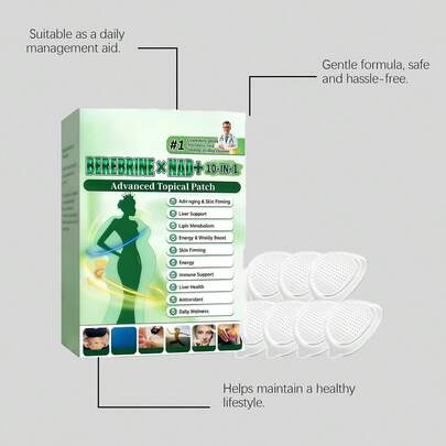 Parches de berberina y moringa 10 en 1 con microagujas avanzadas, parches de berberina y moringa X NAD, firman la piel, con ingredientes naturales aptos para todo tipo de pieles (3 cajas)
