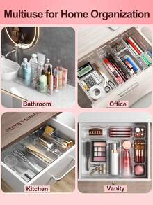 1/7/6/2/1pc Transparent Plastic Desktop Drawer Organizer Boxes, Suitable For Storing Stationery, Cosmetics, Jewelry, Bathroom Accessories, Bedroom, Bathroom, Home Decor, Women Gifts, Graduation Gifts, Great Gift For Her - Clear - View 7