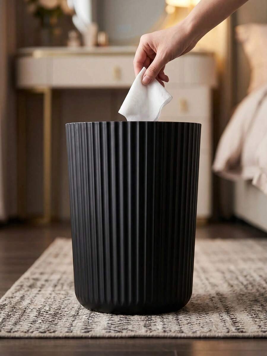 Thùng rác nhựa chống nước họa tiết sọc dùng đựng vỏ trái cây, mẩu giấy vụn, giỏ rác, xô đựng rác cho nam nữ, dùng cho văn phòng, ký túc xá, phòng ngủ, phòng khách, phòng tắm, bếp, phụ kiện trang trí nhà cửa thiết yếu