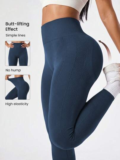 Leggings de cintura alta que levantan el trasero para mujeres - Pantalones de yoga sin costuras con efecto push-up y línea de sonrisa, control del abdomen a prueba de sentadillas, pantalones deportivos de compresión que absorben la humedad para correr, casual de primavera