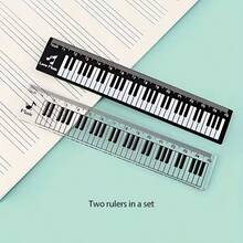 2pcs/Set Music Note Ruler, Creative Musical Themed Ruler, Piano Keyboard Ruler, Cute Music Note Decor Ruler, Ideal Gift For Music Lovers, Black & White Piano Key Ruler, Pentagram Scale Ruler, Useful Office Supply, Music Teacher Award - Black and White Ruler - View 9