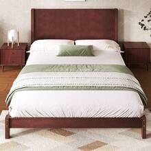 Platform Bed 160x200 With Headboard And Slatted Base, Brown - 棕色 - 查看 1