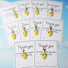 10 piezas Llavero de limón de verano lindo en 2D - Mosquetón, un pequeño regalo que le recuerda la fuerza y la resiliencia para familiares y amigos, regalo de graduación - Amarillo - Ver 6