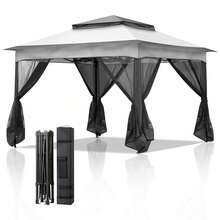 3.3m Pop Up Gazebo With Mosquito Netting Waterproof For Patio & Backyard - Grey - View 7