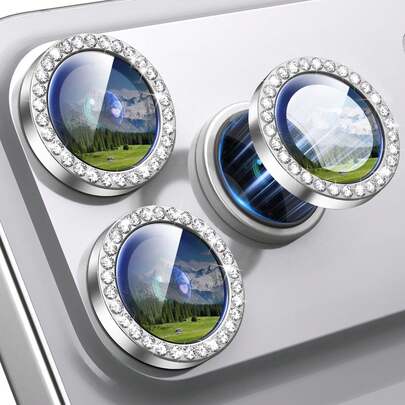 3pcs Camera Lens Protector, Independent Diamond Metal Ring 9H Hardness Anti-Scratch Tempered Glass Film, Fashionable Phone Accessories, Compatible With 17/16/15/14/13/12/11 Pro Max, 11/12/13/14 Plus, 14/15/17 Pro Max