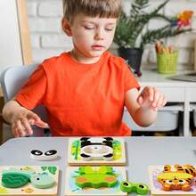 1 Set Animal-Shaped Progressive Puzzle Toy, Children's Animal Shape Color Recognition Learning Game, Cute Cartoon Image East-To Grasp Design Toy, Birthday Party Summer Easter Labor Mother's Day Children's Day Gifts For Boys Girls - Multicolor - View 4