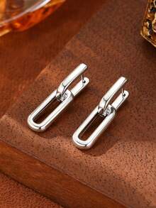 1Pair Minimalist Paperclip Earrings For Women,Elegant U Link Drop Dangle Hoops Earring For Wedding/Business/Daily,Jewelry Gift For Festival - Geometric Small Earrings - View 9