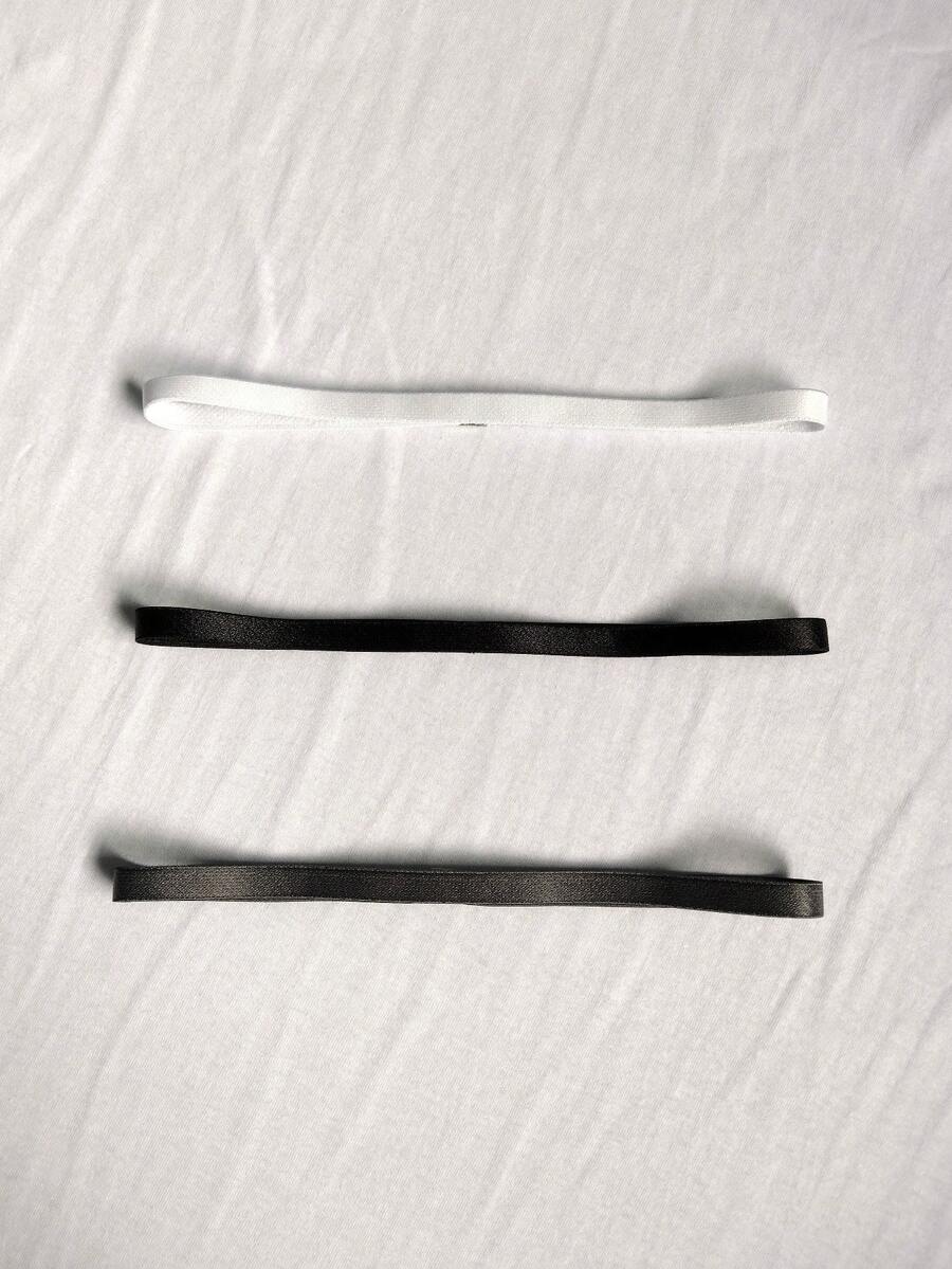 3-Piece Kit Of Basic Elastic Headbands For Yoga, Sports, And Running - White, Black, And Gray - 白色,黑色和灰色 - 查看 1