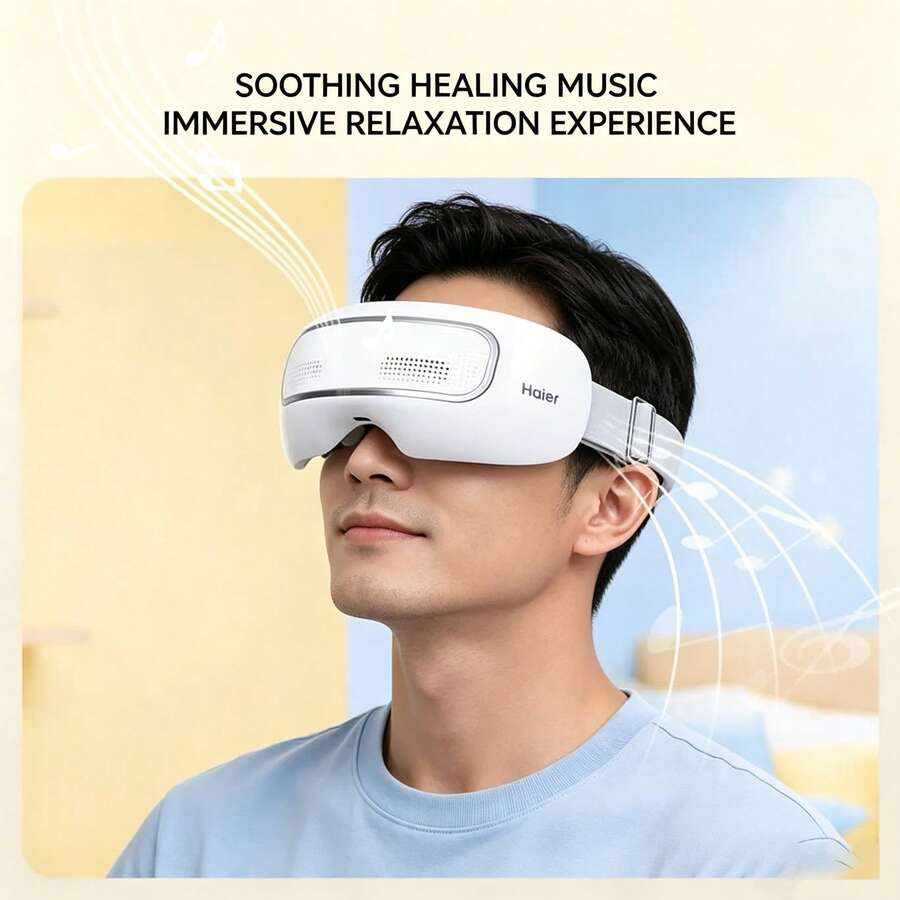 Haier Das HHZ-E302M Augenmassagegerät mit beheizter Augenmaske und 3D-Fingerspitzenmassagekopf mit visueller Punktvibration stimuliert die Akupunkturpunkte rund um die Augen, umschließt diese sanft und massiert sie mit konstanter Temperatur. Es lindert Tränensäcke und ist ein ideales Geschenk für Eltern und Kinder. - Übersicht 1