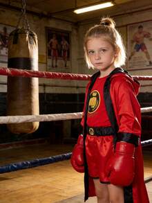 Boys & Girls Boxer Costume, Cosplay Dress‑Up Outfit For Halloween, Party, Stage Performance & Carnival, 3‑10 Years - Red - View 9