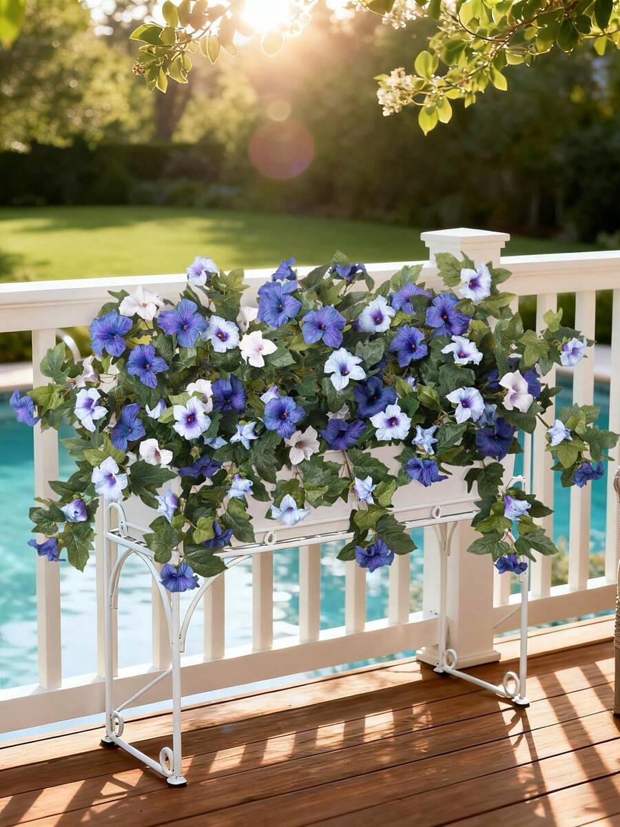 1/2PCS Artificial Silk Petunia Flowers, UV Resistant, Non-Fading, Realistic Artificial Plants For Decoration, Suitable For Outdoor Decor, Home Outdoor Garden, Balcony, Patio, Porch, Pool, Windowsill, Home Indoor Decor - Multicolor - View 1