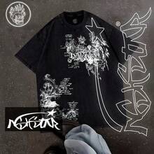 Premium 100% Cotton T-Shirt ASHSTAR "Gothic Y2K" - 黑色 - 查看 1