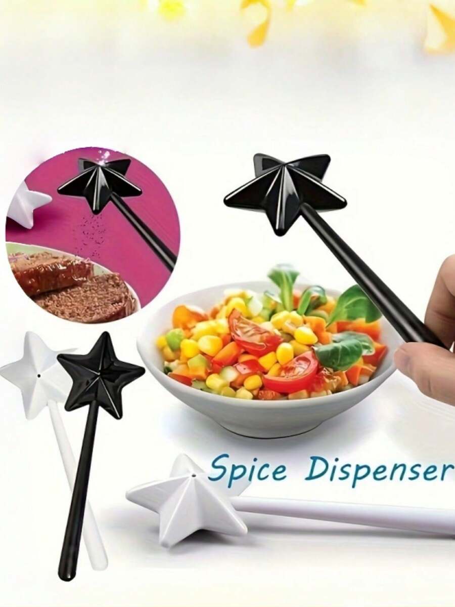 1pc Magic Wand Shaped Salt And Pepper Shaker - Refillable, Easy To Dispense Seasoning Dispenser - Perfect Choice For Kitchen And Dining Room Decor - Multicolor - View 1