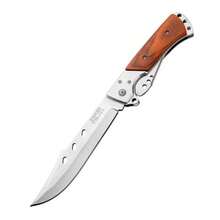 Cuchillo de fruta plegable de alta calidad, mango de madera roja antideslizante, hoja persistentemente afilada, corta frutas, verduras y carne sin enganches, no causa fatiga ni dolor al agarrarlo durante mucho tiempo, fácil de limpiar, basta con enjuagar con agua. - Color caoba - Ver 8