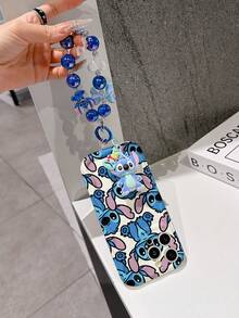 Disney Has Authorized, Phone Case - Chain Set, The Stitch Lilo & Stitch Phone Case Plus A Silicone 3D Or Fluffy Style Stitch Bracelet With Metallic Ring Removable Bracelet, Stitch And Angel Pattern, Compatible With Iphone 17/16/15/14/13/12/11/XS/XR/X Plus Pro Max, Wavy Design Phone Case For Girl, A Stylish Cartoon Summer Phone Case, The Perfect Gift Choice, Phone Protection, Durable Phone Cover, Great Gift For Friends And Family - 白色款式B - 查看 4