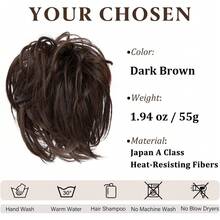 2 Piezas Extensión de Moño de Pelo Rizado Desordenado, Chongos Postizos de Cabello, Postizo de Cabello Natural, Extensiones de Cabello Natural, Moños de Pelo Rizado con Ondas Elásticas, Sintético, Ondulado Moño Desordenado, Pelucas para Mujer Cabello, de Coleta Moño Para Mujeres y Niñas (Marrón) - Marrón - Ver 5