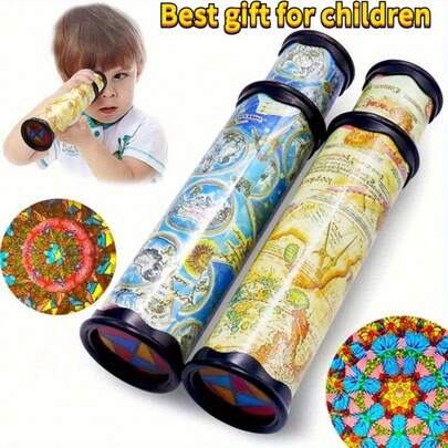 A Telescopic Kaleidoscope Christmas Gift | Vintage Nautical Astronomical Themed Decorative Tube With 360° Rotating 3D Mirror Tube, Designed As An Expandable Pocket Toy For Festive Activities And Sensory Play (2-Stage Stretch Design)