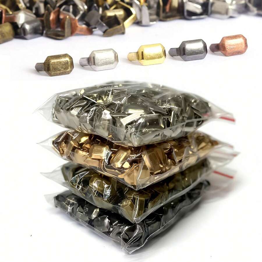 50pcs Belt Loop Prong Rivets,Metal 2-Prong Connecting Studs For Leather Belts, Bag Straps, DIY Craft Repair Accessories, Multi-Color Options - Photo Color - View 1