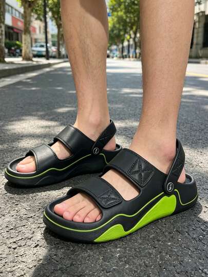 2026 Nuevas Sandalias de Hombre, Verano Exterior Antideslizante Suela Gruesa Bloques de Color Diapositivas de Playa, Suave y Cómodo Doble Uso