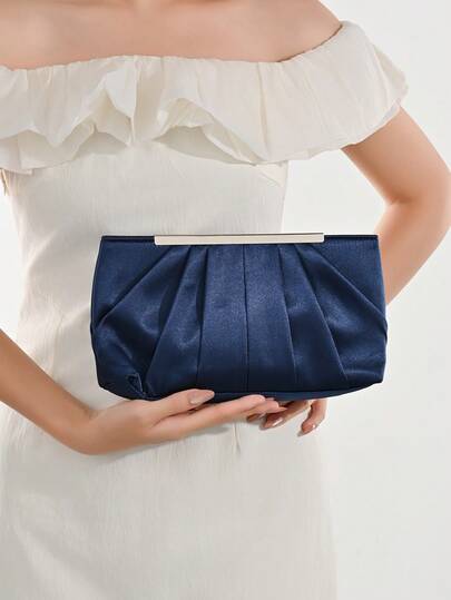 1 chiếc ví cầm tay dự tiệc trơn đẹp mắt dành cho nữ, ví cầm tay xếp ly thanh lịch, túi xách cô dâu và phù dâu cho đám cưới, dạ hội, câu lạc bộ, ví khung có họa tiết trang nhã cho bữa tối với dây xích kim loại, lý tưởng cho lễ hội Carnival, Mardi Gras, lễ hội âm nhạc, ví cầm tay dự tiệc cho nữ.