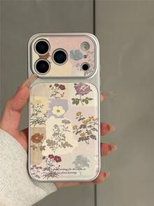 1pc Capa de telemóvel estilo coreano INS dopamina com padrão floral em aguarela, compatível com iPhone17/iPhone17 Pro Max/iPhone16 Pro Max/iPhone15 Pro/iPhone14/iPhone13/12/11, adequada como presente para família, amigos, irmãs, namorada no Dia dos Namorados, aniversário, Dia da Mãe - Rosa - Ver 2