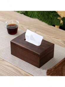 1pc Wooden Tissue Box, Tissue Box Cover, Napkin Holder, Rectangular Tissue Dispenser, Bathroom Tissue Storage Box, Desktop Tissue Rack, Christmas Gift, Home Decor, Bathroom Accessory - Multicolor - View 8