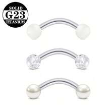 3件套 ASTM F-136 钛金属眉骨穿孔饰品 16G 耳环 垂直唇钉 唇部饰品 弯曲杠铃眉环 小巧醒目的多色球耳骨耳廓耳蜗耳屏穿孔饰品 男女日常佩戴 - Curved Barbell Ring - 查看 4