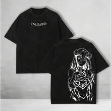 2026 Latest  Washed Shirts. Valentine Shirts Albedo Printed Tee Anime Overlord Clothing Men Women Vintage Washed Hot Product T-Shirts Short Sleeve T-Shirt Washed Retro Fashion. Summer Short Sleeve - 黑色 - 查看 8