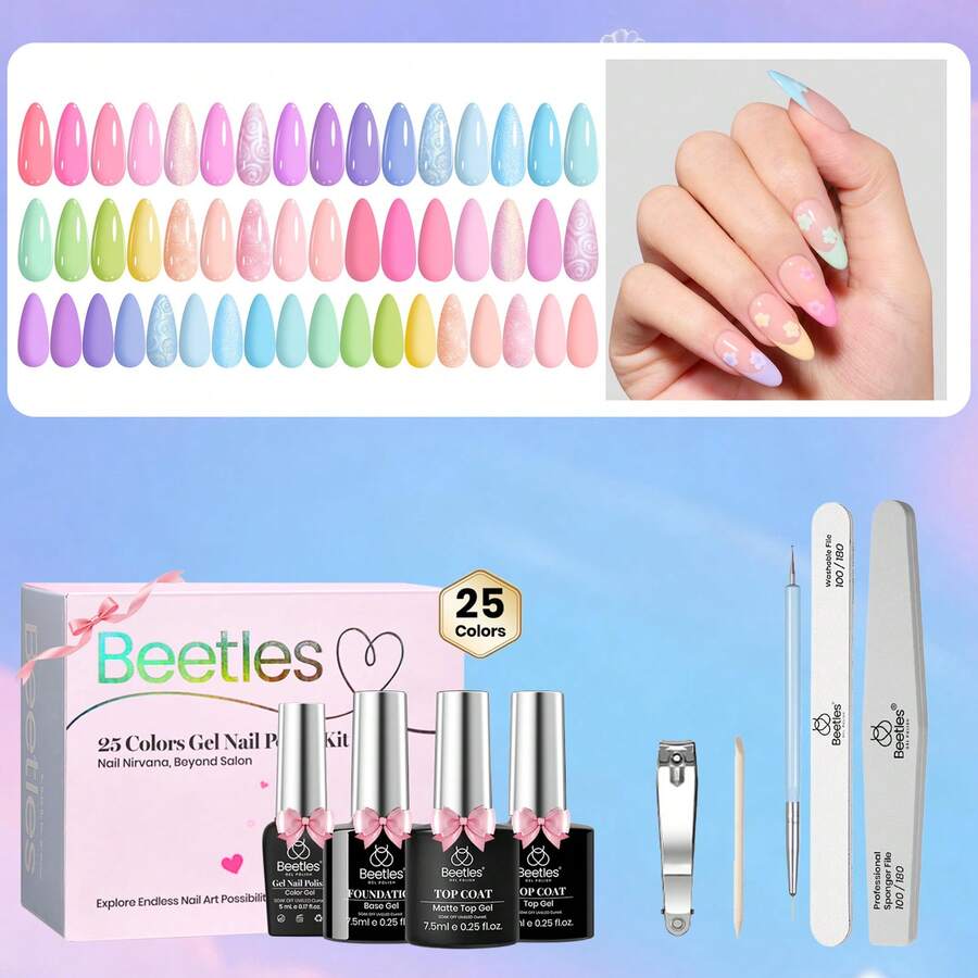 Beetles Spring Gel Polish Set - Fingertip Palette, 32 Colors Valentines Polish Set With Base Top Coat - 25 Colors Rainbow Dreamscape - 查看 1