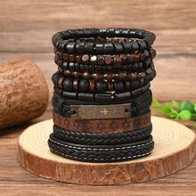Bộ 10 vòng tay hạt gỗ phong cách Bohemian, hình rùa biển, dừa, ngọc lam, thích hợp cho nam giới đeo hàng ngày. - Nhiều màu - Xem 13