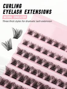 10 Rows 120 Clusters Eyelashes,W02 Full Curled Eyelashes,Single Length DIY False Eyelashes Natural Appearance - Black - View 5