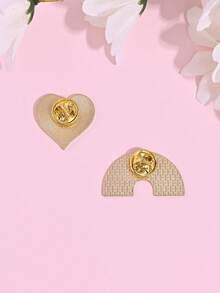 2pcs Fashionable Colorful Heart & Rainbow Bridge Brooch, Unique Luxury Contrast Color Arch Rabbit Pin For Women Lapel, Anti-Slip Suit Clip - Multicolor - View 6