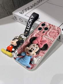 This Disney Mickey Mouse Lanyard Phone Case Is Fully Covered In TPU Material. It's Shockproof, Lightweight, And Compatible With IPhone17/16/11/13/15/15 Plus/15 Pro/15 Pro Max/12/14 Pro Max/11 Pro Max/12 Pro/12 Pro Max/13. This Phone Case Makes A Popular Birthday Gift Or Business Gift; It's Durable, Stain- And Fingerprint Resistant, And Suitable For Both Men And Women. The Set Also Includes A Mickey Mouse Phone Case And A Mickey Mouse Plush Bracelet. It's A Perfect Gift For Friends And Family. This Stylish Phone Case Is Fun, Lightweight, And Durable. IPhone17 Pro Max Phone Case, Minnie Mouse Phone Case. - trắng - Xem 5