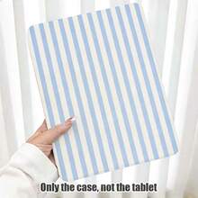 1件装条纹翻盖平板电脑保护套，带笔槽、360°旋转支架、自动休眠/唤醒功能，兼容主流平板电脑型号，适合作为返校季、情人节、节日礼物 - 彩色 - 查看 4